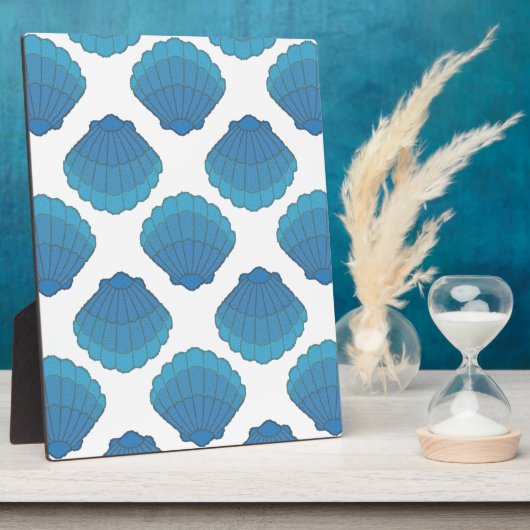 Blue Seashell Mosaic Pattern Fotoplaat (Zijkant)