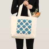 Blue Seashell Mosaic Pattern Grote Tote Bag (Voorkant (product))