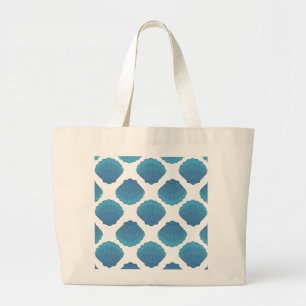 Blue Seashell Mosaic Pattern Grote Tote Bag