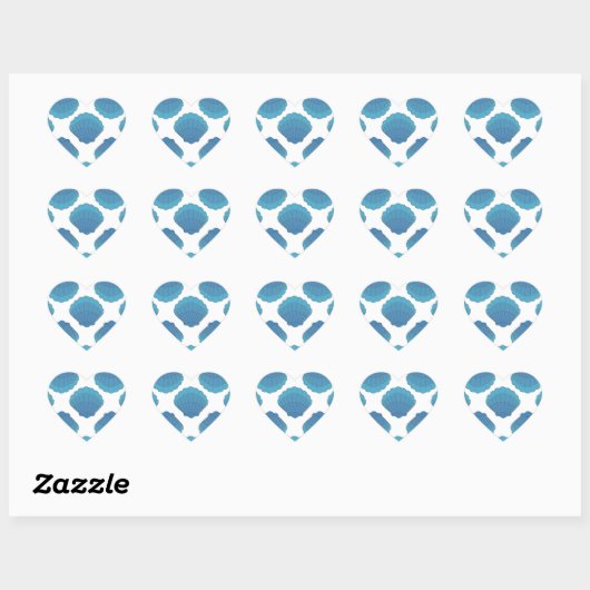 Blue Seashell Mosaic Pattern Hart Sticker (Vel)