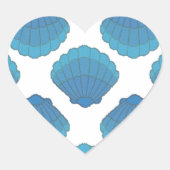 Blue Seashell Mosaic Pattern Hart Sticker (Voorkant)