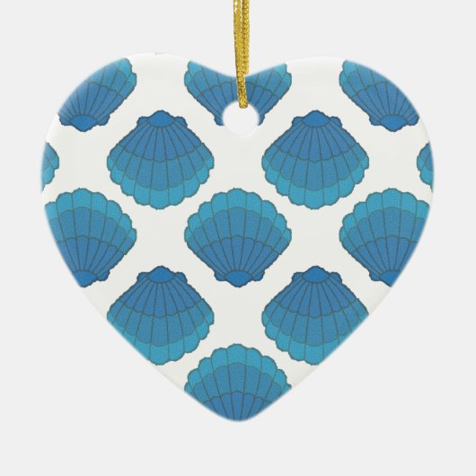 Blue Seashell Mosaic Pattern Keramisch Ornament (Voorkant)