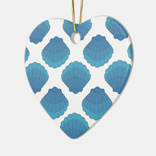 Blue Seashell Mosaic Pattern Keramisch Ornament (Links)