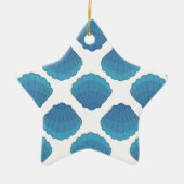 Blue Seashell Mosaic Pattern Keramisch Ornament (Voorkant)