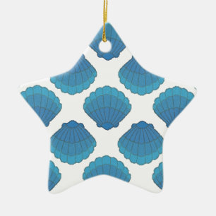 Blue Seashell Mosaic Pattern Keramisch Ornament