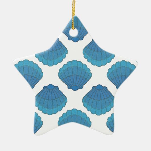 Blue Seashell Mosaic Pattern Keramisch Ornament (Voorkant)