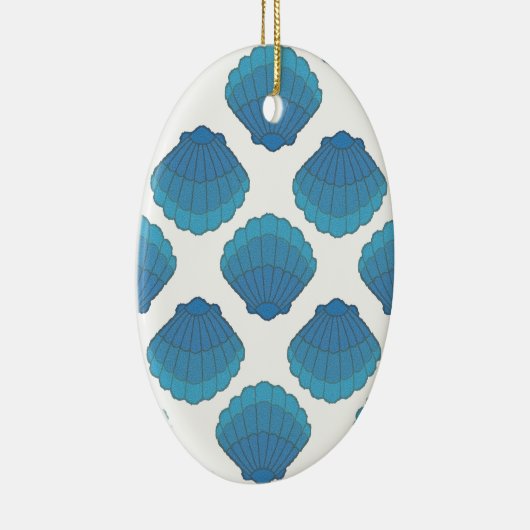 Blue Seashell Mosaic Pattern Keramisch Ornament (Rechts)