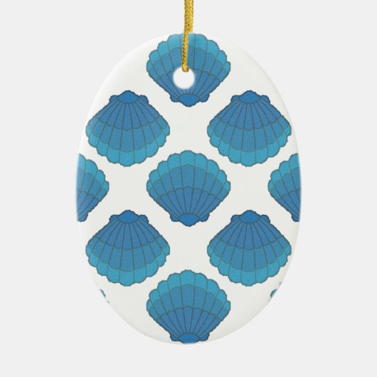 Blue Seashell Mosaic Pattern Keramisch Ornament (Voorkant)