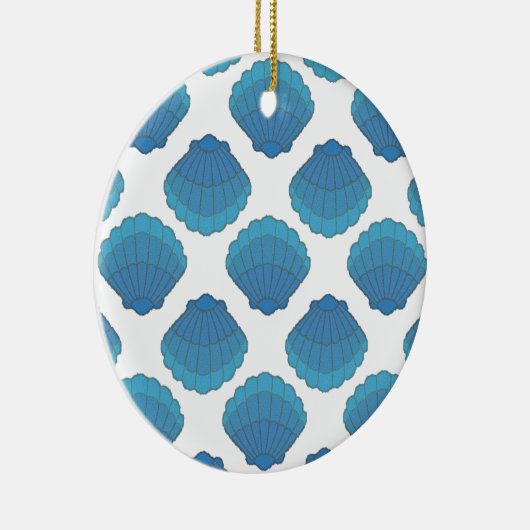 Blue Seashell Mosaic Pattern Keramisch Ornament (Rechts)