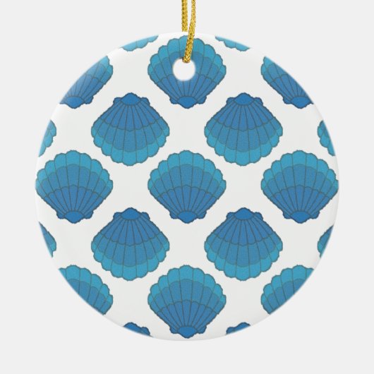 Blue Seashell Mosaic Pattern Keramisch Ornament (Voorkant)