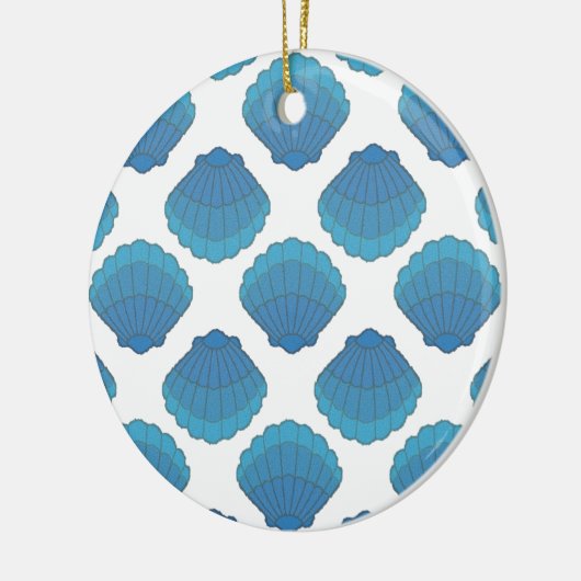 Blue Seashell Mosaic Pattern Keramisch Ornament (Links)