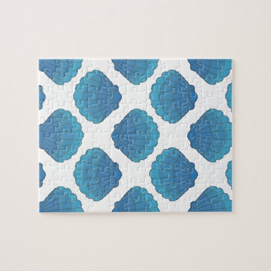 Blue Seashell Mosaic Pattern Legpuzzel (Horizontaal)