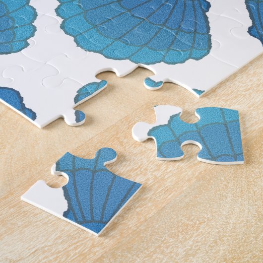 Blue Seashell Mosaic Pattern Legpuzzel (Zijkant)