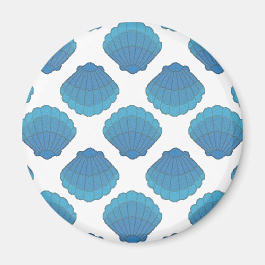 Blue Seashell Mosaic Pattern Magneet (Voorkant)