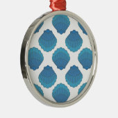 Blue Seashell Mosaic Pattern Metalen Ornament (Rechts)