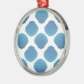 Blue Seashell Mosaic Pattern Metalen Ornament (Links)