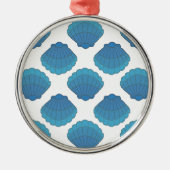 Blue Seashell Mosaic Pattern Metalen Ornament (Voorkant)
