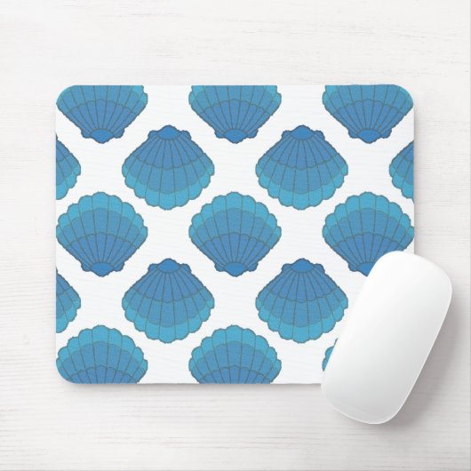Blue Seashell Mosaic Pattern Muismat (Met muis)