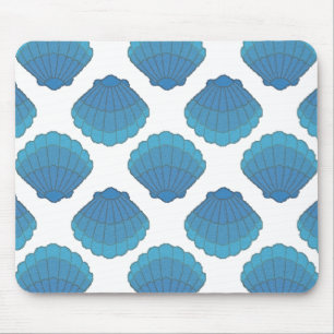 Blue Seashell Mosaic Pattern Muismat