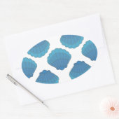 Blue Seashell Mosaic Pattern Ovale Sticker (Envelop)