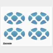 Blue Seashell Mosaic Pattern Ovale Sticker (Vel)