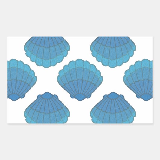 Blue Seashell Mosaic Pattern Rechthoekige Sticker (Voorkant)