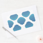 Blue Seashell Mosaic Pattern Rechthoekige Sticker (Envelop)