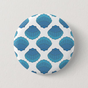 Blue Seashell Mosaic Pattern Ronde Button 5,7 Cm