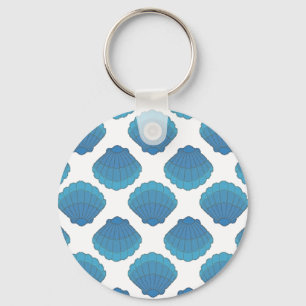 Blue Seashell Mosaic Pattern Sleutelhanger