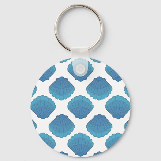Blue Seashell Mosaic Pattern Sleutelhanger (Voorkant)