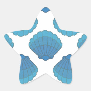 Blue Seashell Mosaic Pattern Ster Sticker