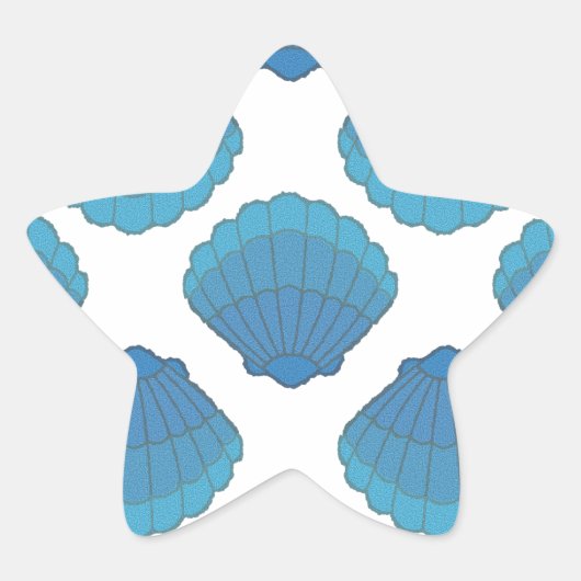 Blue Seashell Mosaic Pattern Ster Sticker (Voorkant)