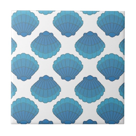 Blue Seashell Mosaic Pattern Tegeltje (Voorkant)