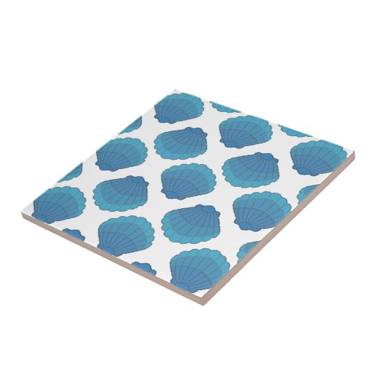 Blue Seashell Mosaic Pattern Tegeltje (Zijkant)
