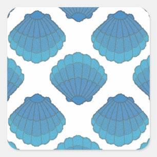 Blue Seashell Mosaic Pattern Vierkante Sticker