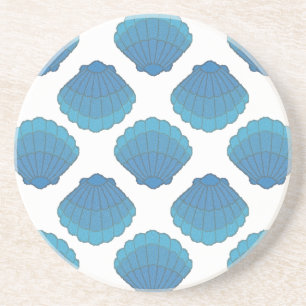 Blue Seashell Mosaic Pattern Zandsteen Onderzetter