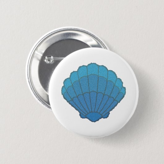 Blue Seashell Mosaic Ronde Button 5,7 Cm (Voorkant /achterkant)