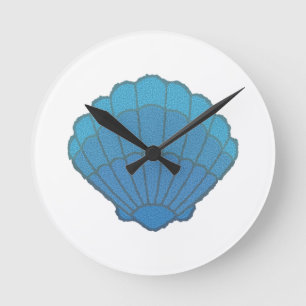 Blue Seashell Mosaic Ronde Klok