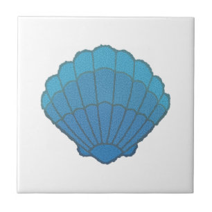 Blue Seashell Mosaic Tegeltje
