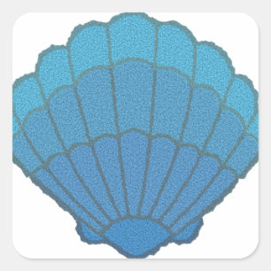 Blue Seashell Mosaic Vierkante Sticker