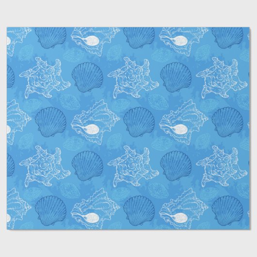 Blue Seashell onderwater Cadeaupapier (Vlak)