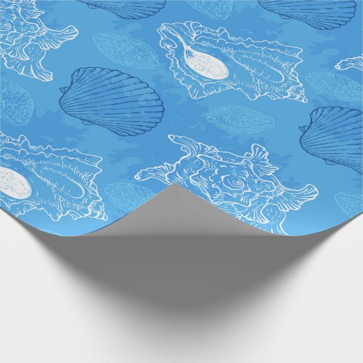 Blue Seashell onderwater Cadeaupapier (Hoek)