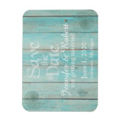 Blue Seashell op het houten strand Weddenschap Sav Magneet (Verticaal)