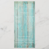 Blue Seashell op Wood Beach bruiloft programma Programmakaart (Achterkant)