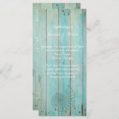 Blue Seashell op Wood Beach bruiloft programma Programmakaart (Voorkant / Achterkant)