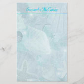 Blue Seashell Personal Stationery Briefpapier (Voorkant)