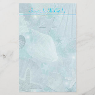 Blue Seashell Personal Stationery Briefpapier