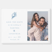 Blue Seashell Photo Coastal Wedding Save the Date Magneet (Voorkant)