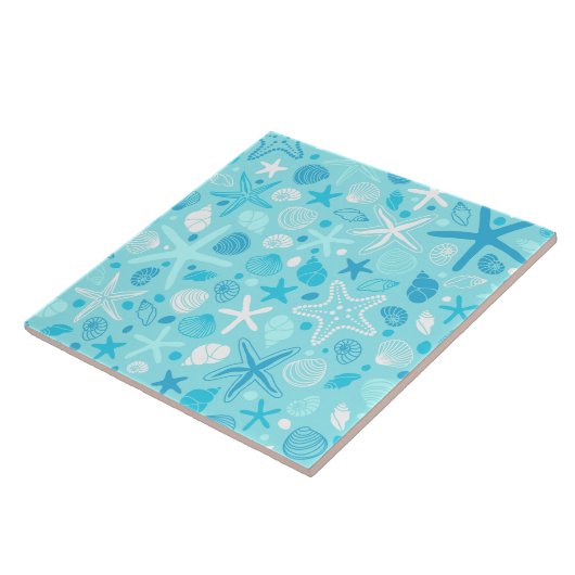 Blue Seashell & Star Bathroom Art Tegeltje (Zijkant)