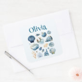 Blue Seashell Sticker | Custom Name (Envelop)